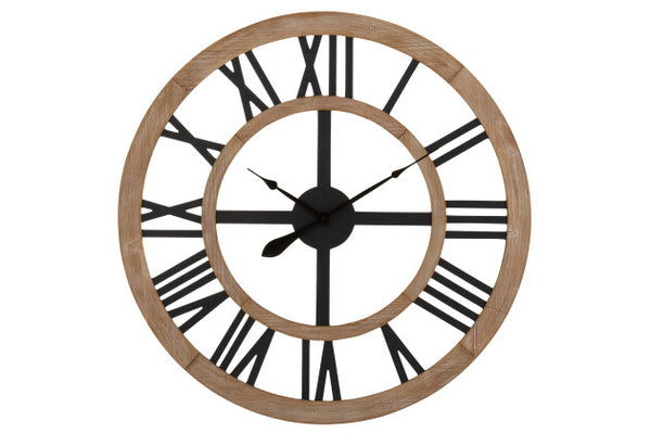 Orologio numeri romani in legno metallo bianco e beige ø 50 cm